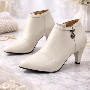 Elegant Cream Ankle Boots